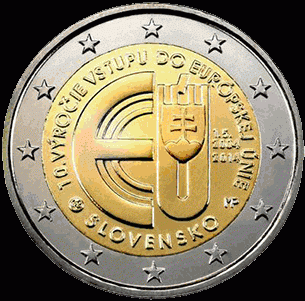 Slowakije 2 euro 2014 10 jaar lid Europese Unie UNC